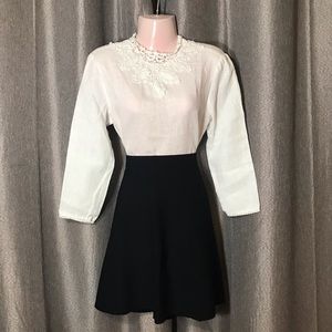Zara Basic White Embroidered Long Sleeve Blouse